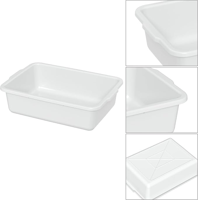 4 Packs 23 Liters Food Service Bus Tub, Plastic Bus Tote Wash Tubs, White