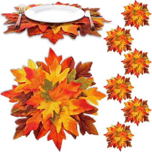 SmoothNovelty 8 Pcs 15" Fall Placemats, Thanksgiving Leaf Mats, Multicolor