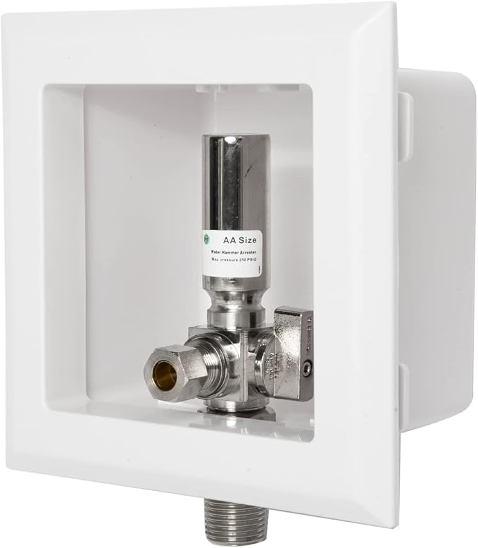 EFIELD Sweat Pre-assembled Dishwasher Outlet Box, 1/2-Inch MIP with Installed 1/4-Turn Stop Angle Valve with Copper Water Hammer Arrestor, Chrome Plated,(DW012)