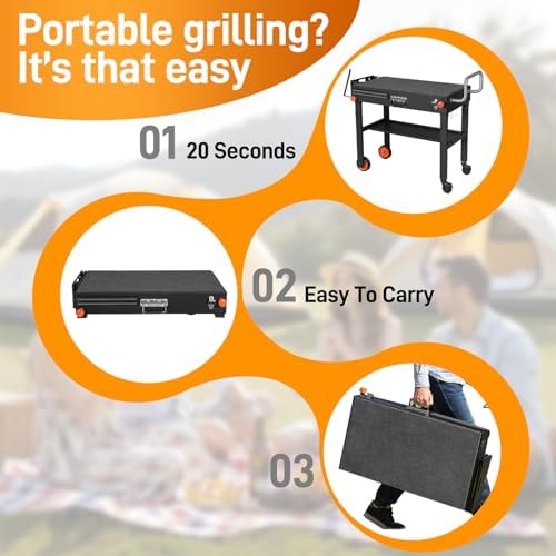Outdoor Grill Cart - Foldable Grill Table for Blackstone 17"/22" Griddle