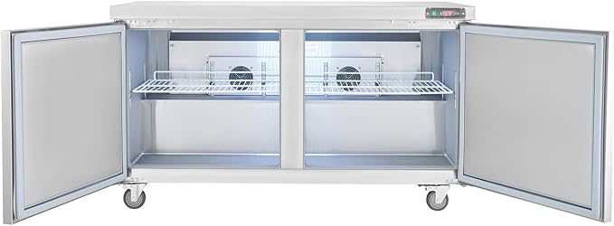 VEVOR 60" Commercial Refrigerator Sandwich & Salad Prep Table, 16.4 Cu. Ft Stainless Steel Refrigerated Food Prep Station with 2 Doors, Frost Free Refrigerator with Lock for Restaurant, Bar, Store