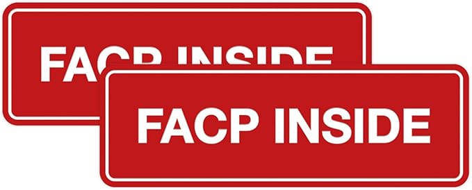 Signs ByLITA Standard FACP Inside Sign | Fire Safety Signage (Red) - Small 2 Pack