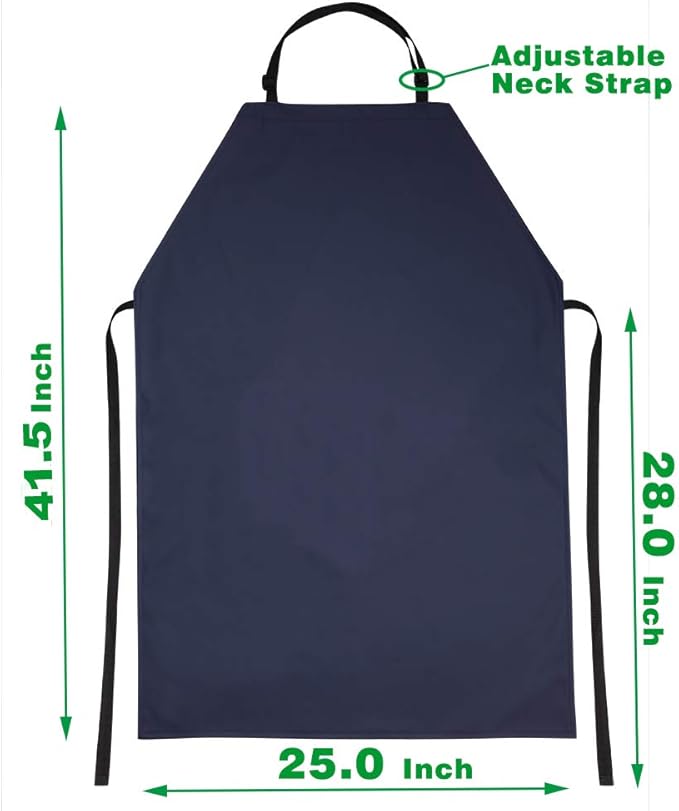 VWELL Waterproof PVC Apron, 41.5'' Long, Blue, Unisex Adult, Kitchen Cooking Work Apron