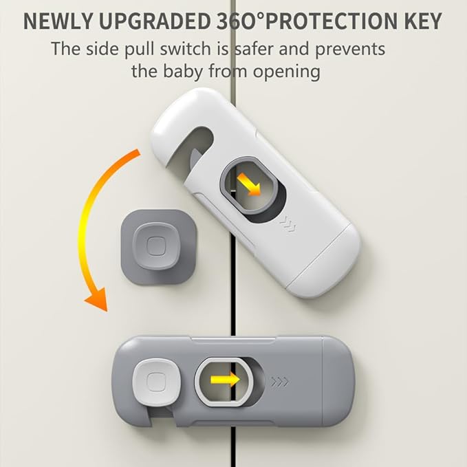 10Pack Child Proof Refrigerator Lock, Fridge Locks for Kids,with Adhesive,Child Safety Locks for Doors, RV Refrigerator, Oven Lock Child Safety Baby Cabinet Locks (Dark Gray, 10 Count (Pack of 1))