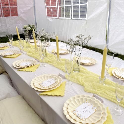 6 Pcs Butter Yellow Cheesecloth Table Runner 118" Cloth Runner