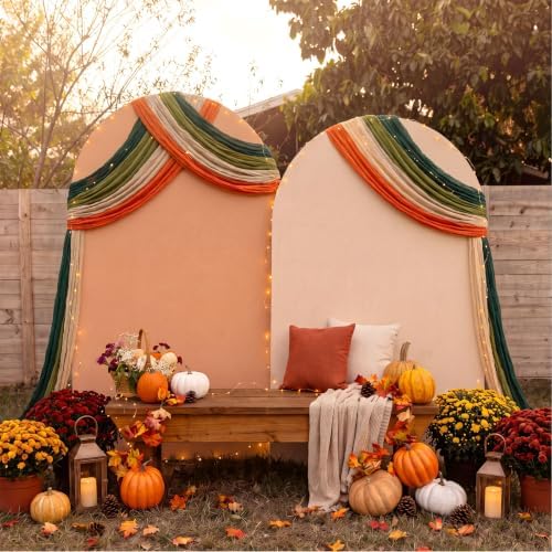 6 Pcs Fall Thanksgiving Cheesecloth Table Runners 118" Boho Gauze