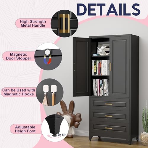 UNICOLY Pantry Kitchen Cabinet with Drawer, 75" Tall Pantry Storage Cabinet