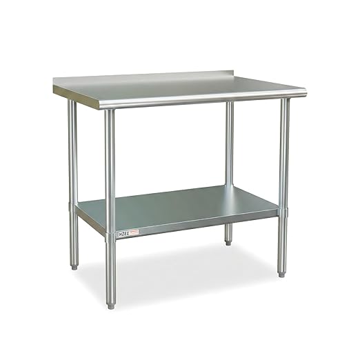 Stainless Steel Table 36x24 inches 3ft for Prep & Work, Heavy Duty Table with Backsplash for Commercial Kitchen, Restaurant, Home, Hotel, Laundry Room,Garage, Workshops