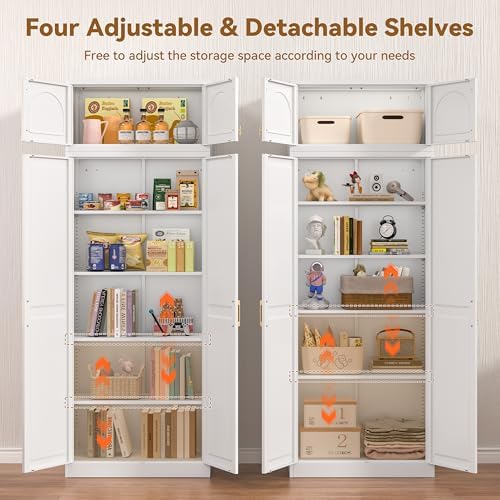 Polup Kitchen Pantry Cabinet, 86" Tall Metal Storage Cabinet with Doors