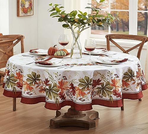 Newbridge Thanksgiving Elements of Nature Fabric Tablecloth, 60 x 84 Oval