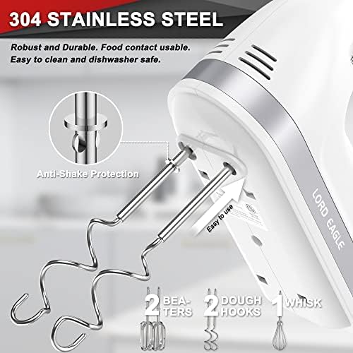 Lord Eagle Hand Mixer Electric Handheld 400W, 5-Speed with Storage Bag