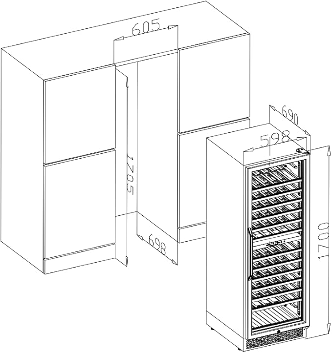 AAOBOSI 24 Inch Dual Zone Wine Fridge, 154 Bottles Wine Cooler Refrigerator，40-65°F Wine Refrigerator with 2 Glass Door，Built-in or Freestanding Fridge for Restaurant, Club, Lounge