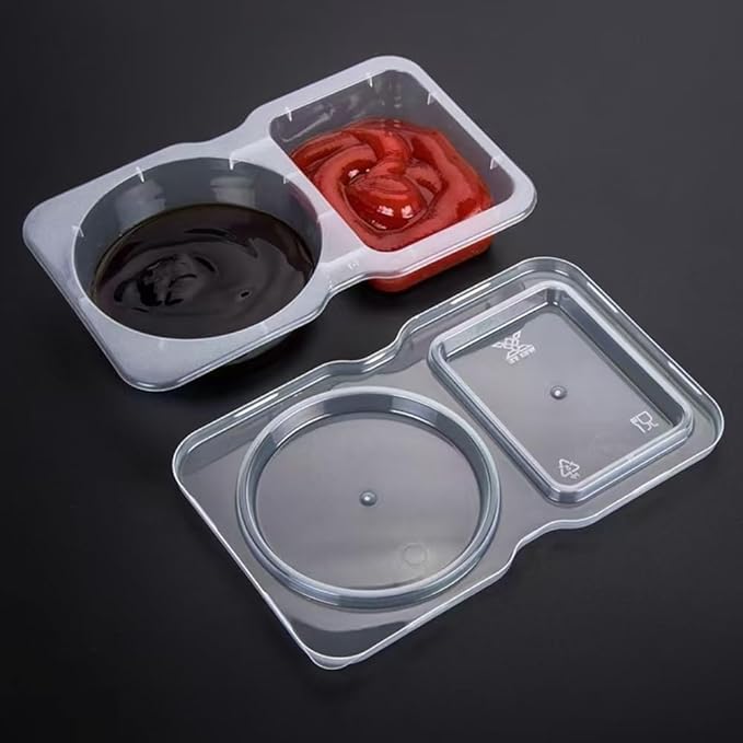 10 Sets Reusable Snack Containers, 2-Compartment Dipping Containers with Lid for Refrigeration, Leak-Proof, Ideal for Take Out Sauces,Portion Control,Meal Prep & Travel