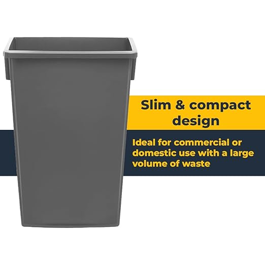 3 Pack 23 Gallon Waste Bin with Dolly, Heavy-Duty Trash Can, Slim Rectangular Garbage Bin, Durable Waste Container, Recycling Bin, Plastic Wastebasket for Kitchen, Garage, Restaurants, Office