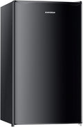 BANGSON Mini Fridge with Freezer, 3.2Cu.Ft, Single Door Small Refrigerator, Energy-efficient, Low Noise, Mini fridge for Bedroom Dorm and Office, Black