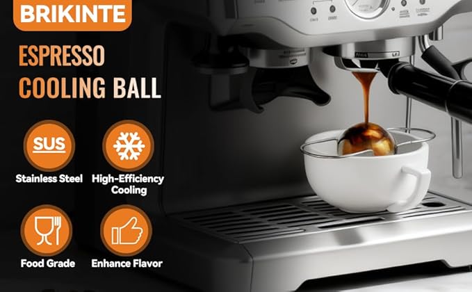 2 Pack XL Espresso Frozen Ball for Espresso Coffee, Stainless Steel Espresso Chilling Ball Espresso Cooler Espresso Machine Accessories