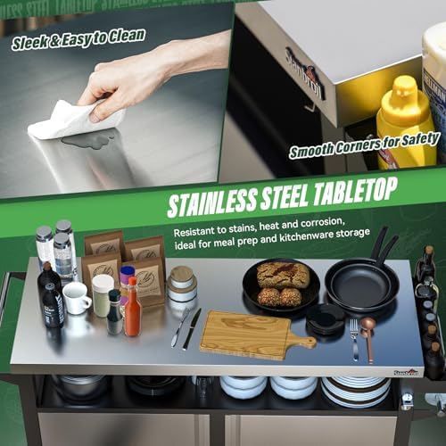 Stanbroil BBQ Grill Cart with Stainless Steel Table Top for Outdoor Indoor