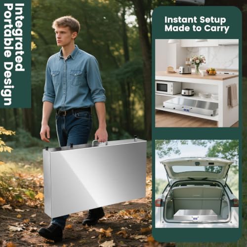 ARC Advanced Royal Champion 43" W x 17" D Grill Cart Table,Foldable Blackstone Griddle Stand,440lbs Stainless Steel Grill Table Pizza Oven Stand with Wheels for Ninja Woodfire Grill