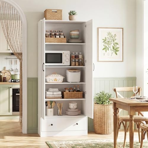 GIANTEX 72" Tall Kitchen Pantry Cabinet, Farmhouse Cupboard, White