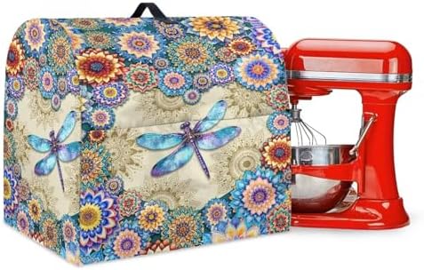 Dragonfly Boho Flower Mixer Covers Washable Stand Mixer Dust Cover Fit Kitchen Aid Mixer 4.5-8 Quart Home Kitchen Small Appliance Protector Colorful