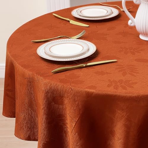 Smiry 60x84 Inch Thanksgiving Jacquard Oval Table Cloth for Fall & Harvest