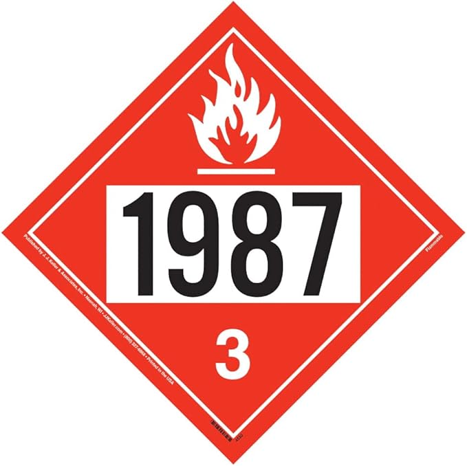 1987 Placard, Class 3 Flammable Liquid 25-pk. - 10.75" x 10.75" Plastic for Temporary Applications, DOT Hazmat Compliant, J. J. Keller & Associates, Inc.