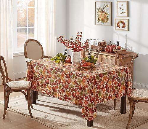 Newbridge Thanksgiving Falling Leaves 52x70 Inch Rectangle Vinyl Tablecloth