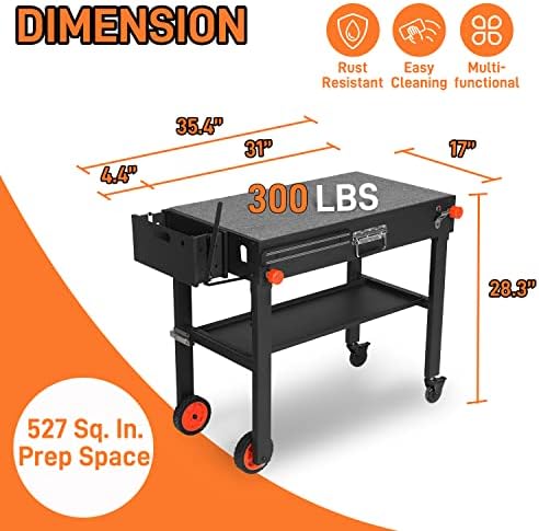 EUTRKei Grill Table & Table Cover, Blackstone Griddle Table with Cart Cover