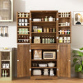 Shintenchi Kitchen Pantry Cabinet, Farmhouse Tall Cupboard, Rustic Brown