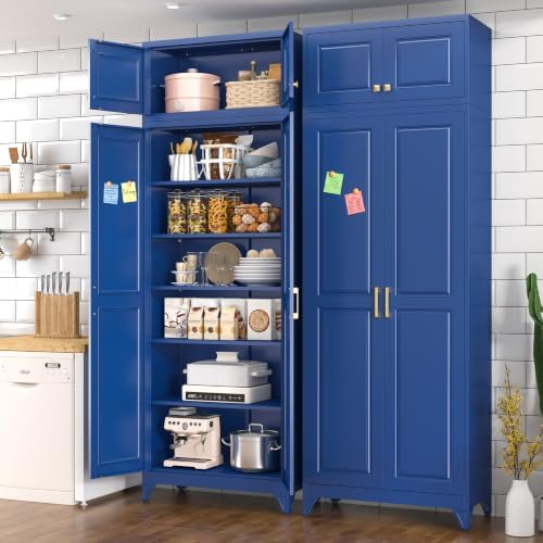 Polup 90" Pantry Cabinet, Tall Metal Storage Cabinet with Doors and Shelves