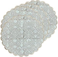 Ridhi Floral Block Print Round Placemats 15 Inch, Set of 4, Taupe