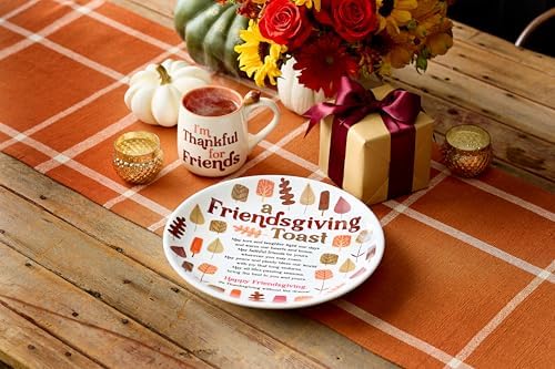 Enesco Our Name is Mud Friendship Friendsgiving Toast Thanksgiving Dinner Plate, 11 Inch, Multicolor