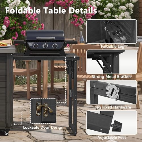 NicBex 78.3" Outdoor Kitchen Island with Foldable Grill Table, Black
