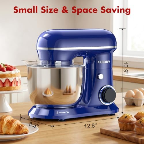 CEBORY Stand Mixer, 4QT 10+P-Speed Electric Kitchen Mixer with Bowl