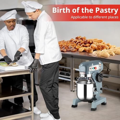 Commercial Food Mixer 15Qt, 600W Electric Food Mixer 3 Speeds Adjustable, Stainless Steel Bowl Heavy Duty Food Mixer with Safety Guard, Dough Hook Whisk Beater Included, Perfect for Bakery Pizzeria