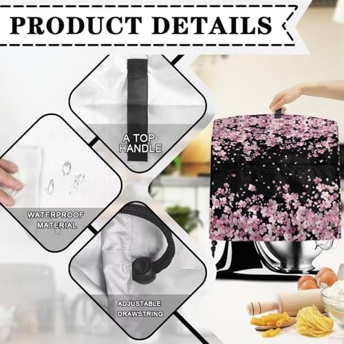 Generic Cherry Blossom Stand Mixer Cover - Universal Size, Waterproof, Polyester, Pink