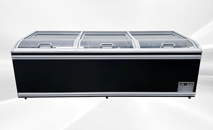 Chest Freezer for Supermarket Meat Freezer Glass sliding Door 98" Black Showcase Freezer Curve Display Top w/Storage Baskets 26 Cu.Ft HN25A-U