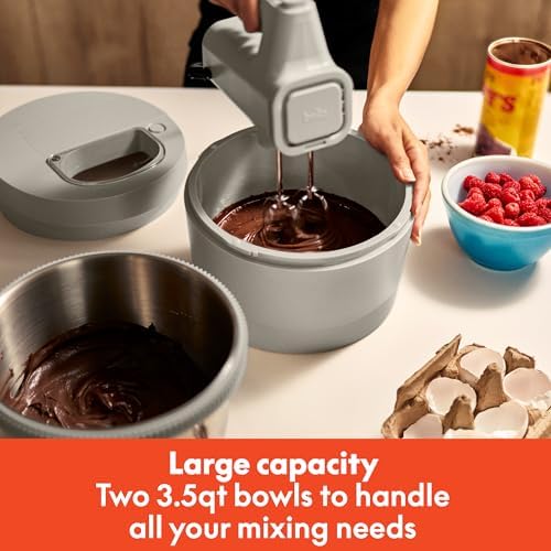 bella 3.5 Qt Hand & Stand Mixer, 2 in 1 Electric Mixer with Bowl, Oatmilk