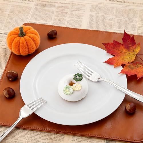 FLOWERCAT 60PCS White Plastic Plates - Heavy Duty White Disposable Plates for Outdoor/Fall Party/Wedding -serve for 30 guests Include 30PCS 10.25" & 30PCS 7.5" Plates for Thanksgiving