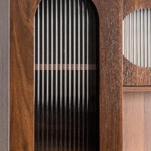 KEIKI 70.87" H Tall Kitchen Pantry Storage Cabinet with Countertop, Glass Doors, Drawers, Microwave Stand & Pull-Out Shelf, Freestanding Wood Hutch Food Pantries Cupboard for Coffee Bar, Dining Room