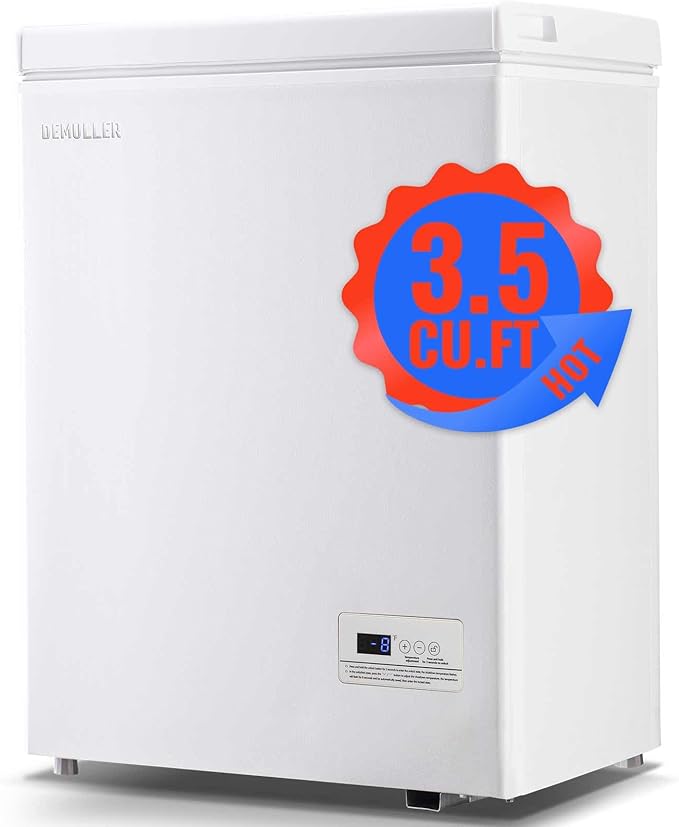 Mini Deep Freezer Top Open Door Compact Freezer Chest Freezer with Removable Storage Basket for Home Apartment Garage White