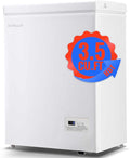 Mini Deep Freezer Top Open Door Compact Freezer Chest Freezer with Removable Storage Basket for Home Apartment Garage White