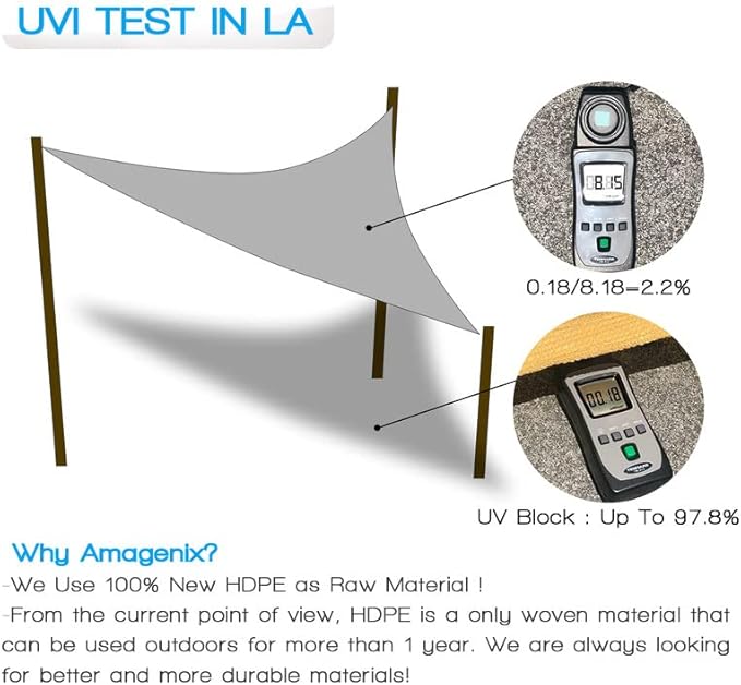 Amagenix Sun Shade Sail 12'X12'X17' Curved Edge Outdoor Shade Canopy Cream Breathable 95% UV Block Shade Cloth for Patio Garden Backyard (We Make Custom Size)