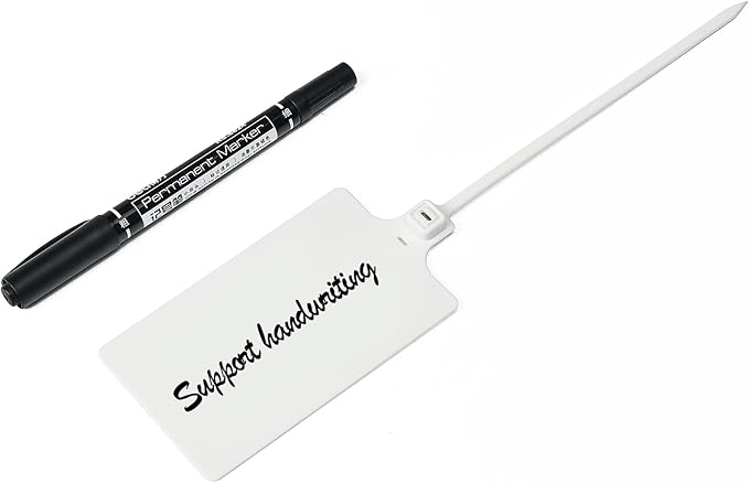 50 White Plastic Writable Shipping Tags - Large, Waterproof, Hanging Labels with One Permanent Marker Pen