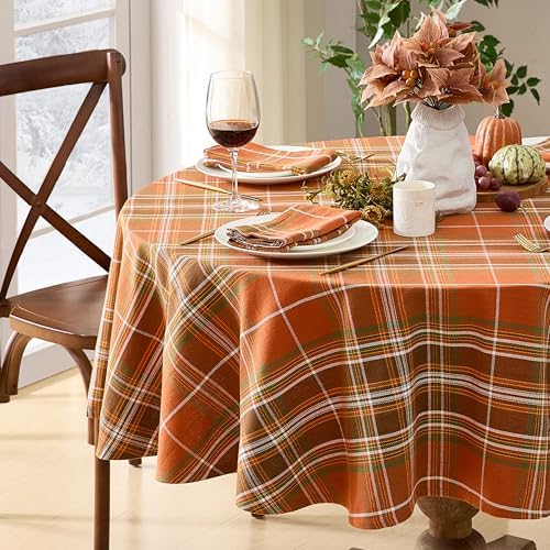 Newbridge Thanksgiving Culloden Plaid 70 Inch Round 100% Cotton Tablecloth