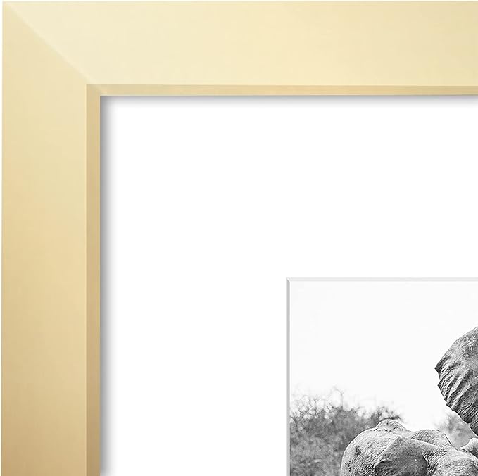 Americanflat 8x8 Picture Frame with Shatter-Resistant Glass - Use as 4x4 Frame with Mat or Display 8x8 Photo Without Mat - Signature Collection - Square Frames for Tabletop and Wall Display - Gold