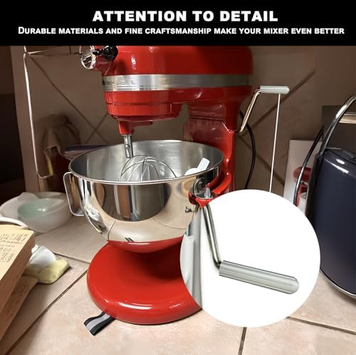 Stand Mixer Handle for KitchenAid Stand Mixers – Compatible with Pro 5 Plus, Mixer Accessory with Comfy Grip for Enhanced Stability and Convenience (Silver)