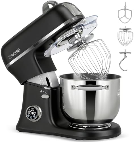 ZACME 7 Quart Stand Mixer Aluminum Die Casting, 650W 12 Speed Tilt-Head Kitchen Electric Stand Mixer, Household Food Mixer with Stainless Steel Bowl, Dough Hook, Whisk and Beater-Black