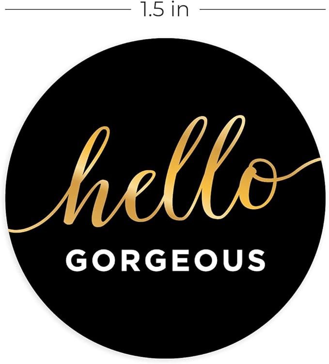 Hello Gorgeous Stickers / 250 Small Business Labels / 1.5" Order Package Envelope Seals/Elegant Gold Foil Sticker/Made in The USA