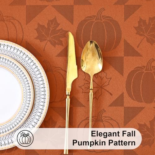Smiry 60x84 Inch Thanksgiving Jacquard Rectangle Table Cloth for Fall